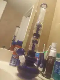 16 Inch Blue Bubble Water Pipes Double Tree Perc Big Heady Glass Bongs W/ Ice Catcher review 1