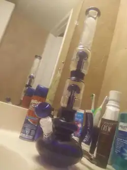 16 Inch Blue Bubble Water Pipes Double Tree Perc Big Heady Glass Bongs W/ Ice Catcher review G.Y 02