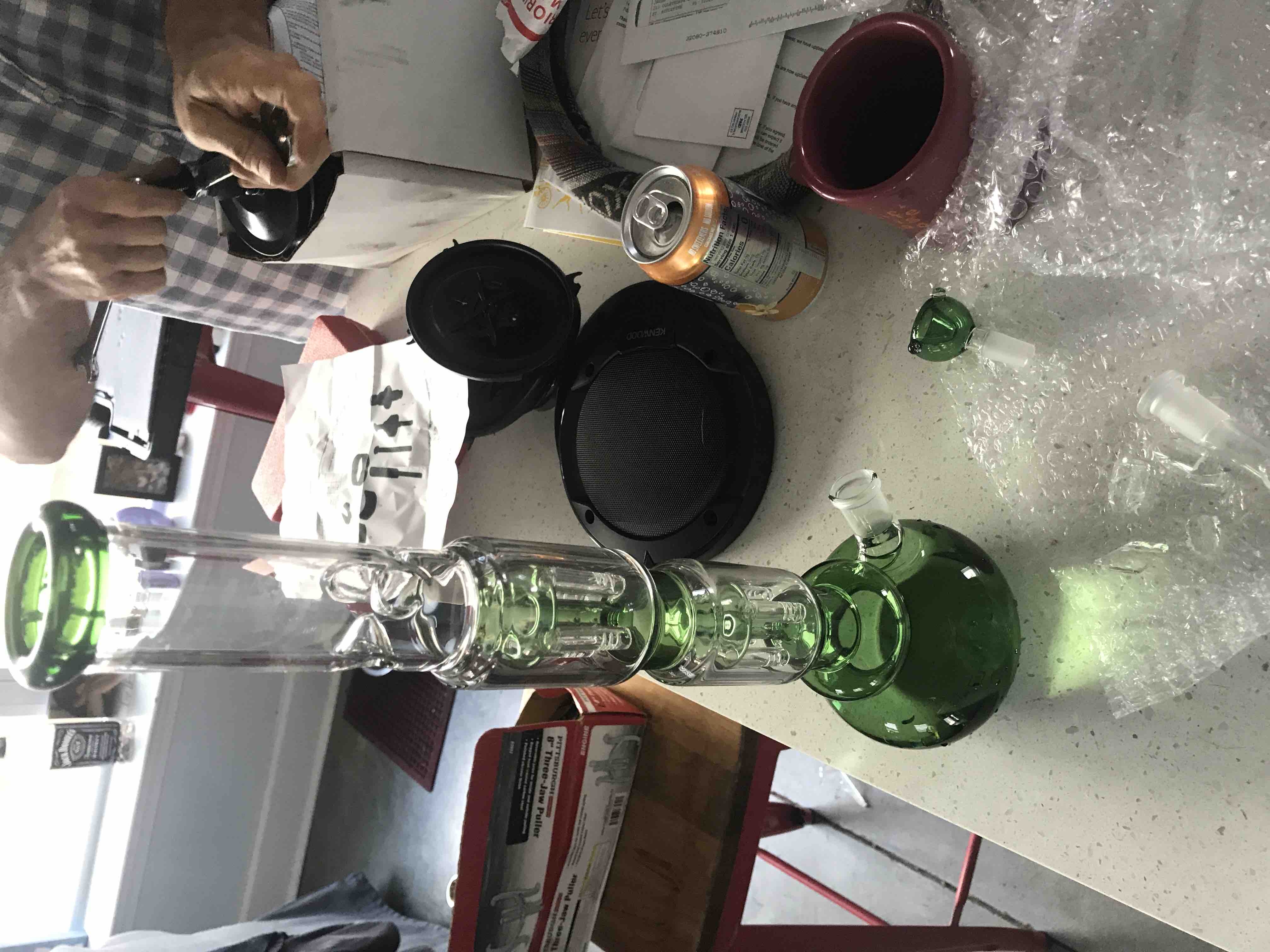 16 Inch Blue Bubble Water Pipes Double Tree Perc Big Heady Glass Bongs W/ Ice Catcher review glitch