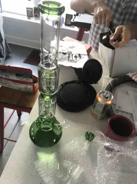 16 Inch Blue Bubble Water Pipes Double Tree Perc Big Heady Glass Bongs W/ Ice Catcher review 0