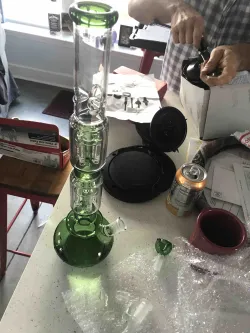 16 Inch Blue Bubble Water Pipes Double Tree Perc Big Heady Glass Bongs W/ Ice Catcher review glitch