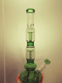 16 Inch Blue Bubble Water Pipes Double Tree Perc Big Heady Glass Bongs W/ Ice Catcher review 0