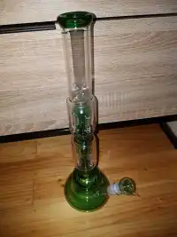 16 Inch Blue Bubble Water Pipes Double Tree Perc Big Heady Glass Bongs W/ Ice Catcher review 0