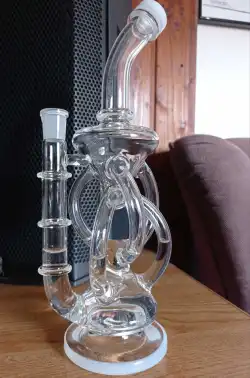 Cool Clear Glass Recycler Bong Inline Perc Water Pipe Dab Rig review Lex Pena