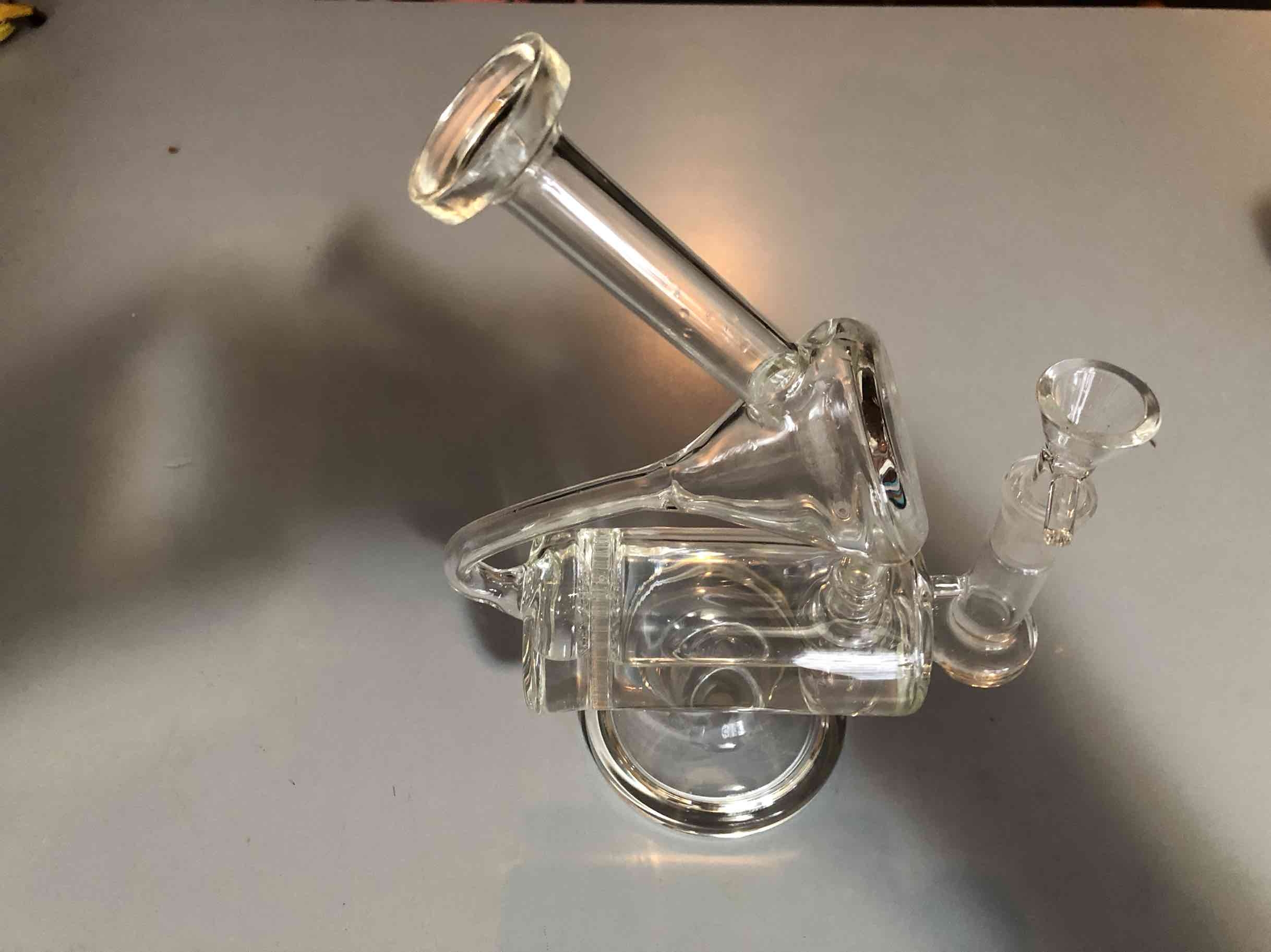Cheap Clear Glass Recycler Bong Honeycomb-Inline Perc Dab Rig Sidecar Bubbler Waterpipe review River Rios