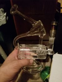 Cheap Clear Glass Recycler Bong Honeycomb-Inline Perc Dab Rig Sidecar Bubbler Waterpipe review 0