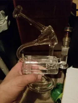 Cheap Clear Glass Recycler Bong Honeycomb-Inline Perc Dab Rig Sidecar Bubbler Waterpipe review Zac_30885561