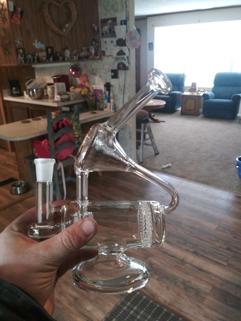 Cheap Clear Glass Recycler Bong Honeycomb-Inline Perc Dab Rig Sidecar Bubbler Waterpipe review justin