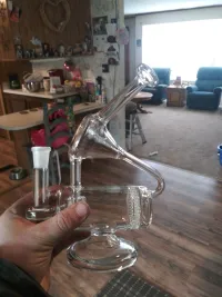 Cheap Clear Glass Recycler Bong Honeycomb-Inline Perc Dab Rig Sidecar Bubbler Waterpipe review 0