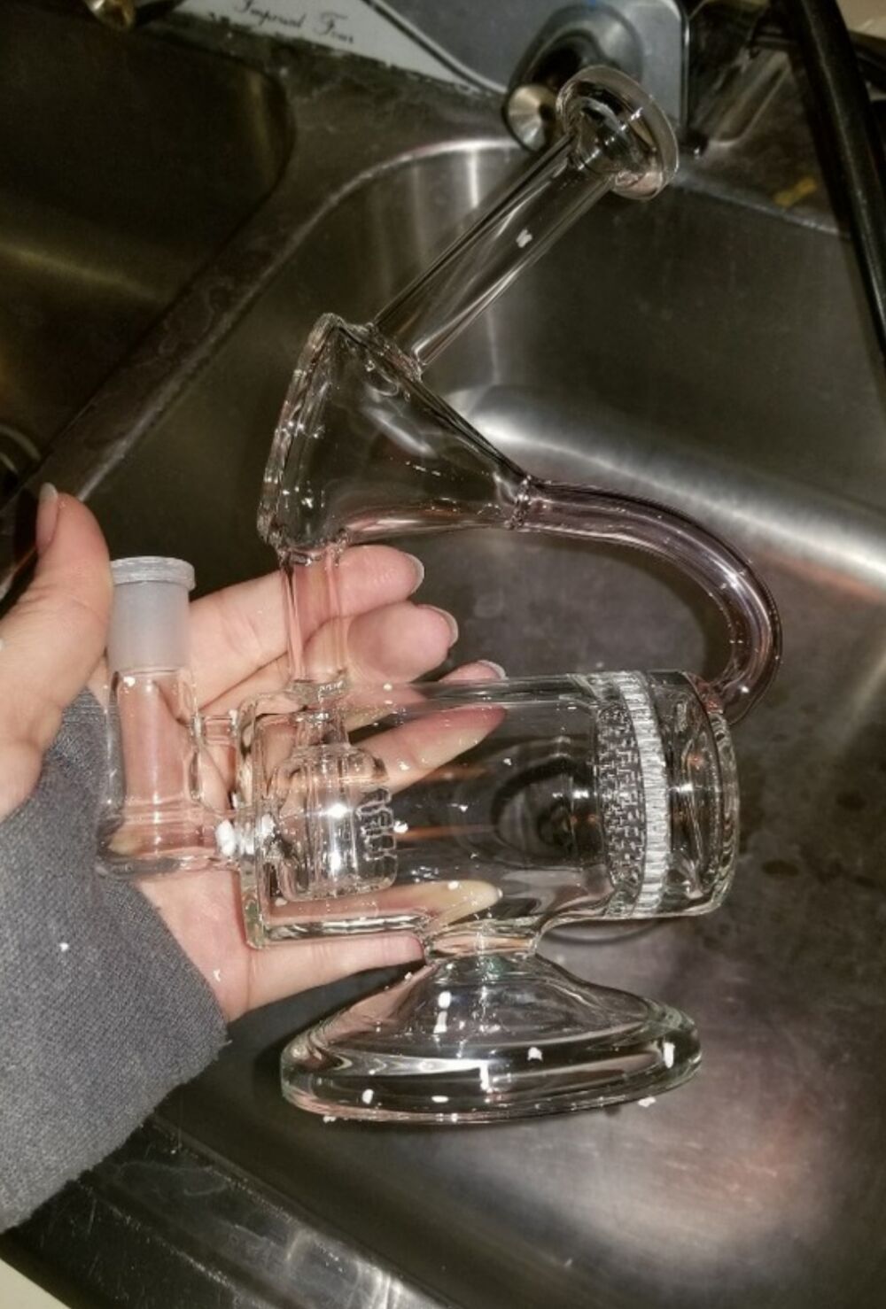 Cheap Clear Glass Recycler Bong Honeycomb-Inline Perc Dab Rig Sidecar Bubbler Waterpipe review Jve