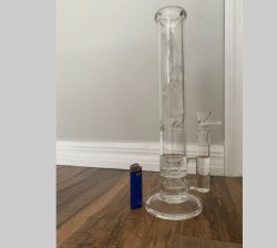14 Inch Double Matrix Perc Clear Glass Tall Bong Straight Tube Water Pipe review Caylon McKellar