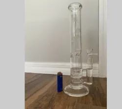 14 Inch Double Matrix Perc Clear Glass Tall Bong Straight Tube Water Pipe review Caylon McKellar