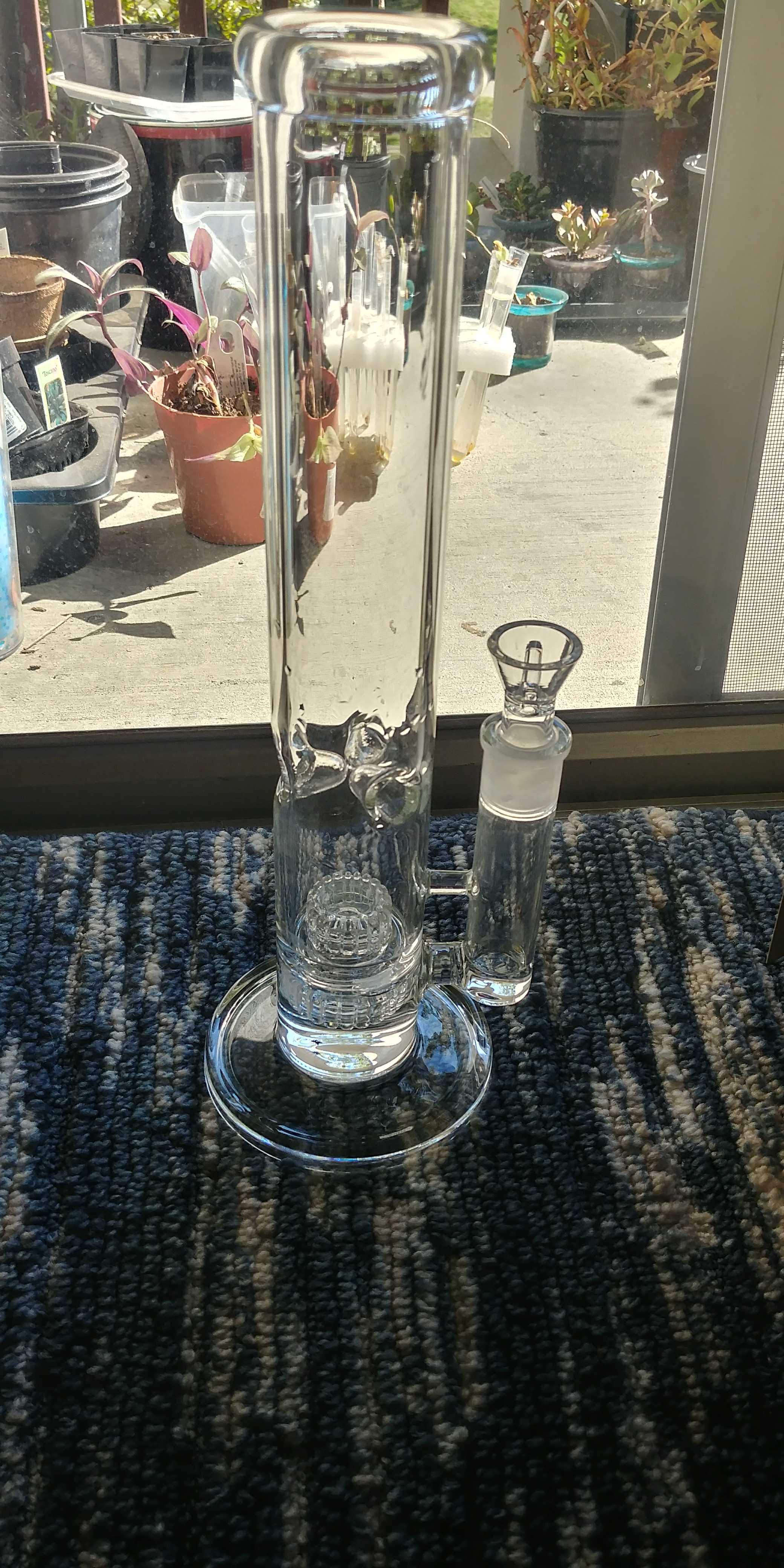 14 Inch Double Matrix Perc Clear Glass Tall Bong Straight Tube Water Pipe review 0