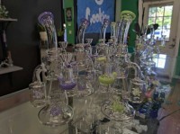 Best Double Recycler Bong Dab Rig Sprinkler-Propeller Perc Green Glass Water Pipe review 0