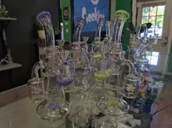 Best Double Recycler Bong Dab Rig Sprinkler-Propeller Perc Green Glass Water Pipe review Charles