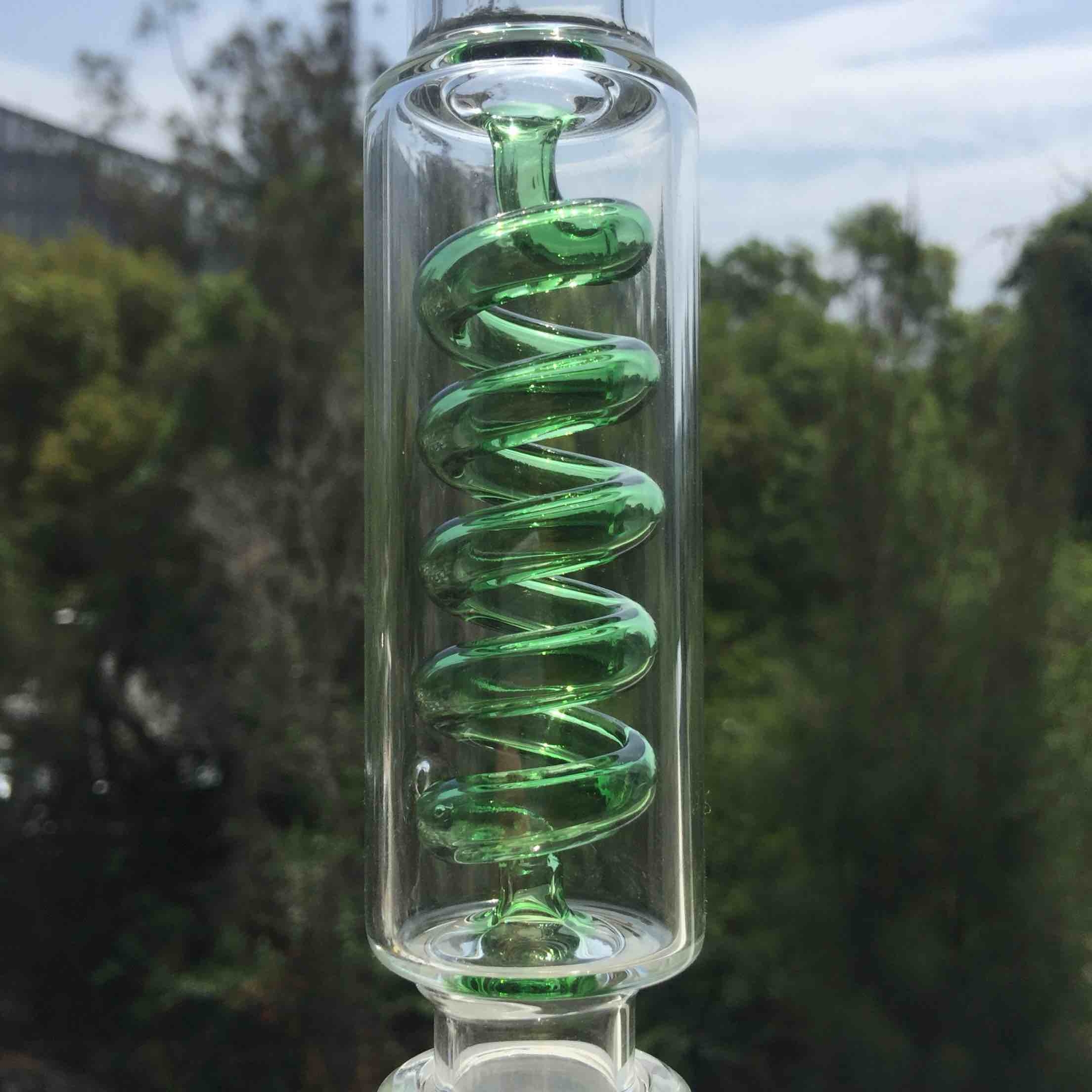 Cool Freeze Pipe Beaker Bong Coil Perc Green Glass Waterpipe review 0