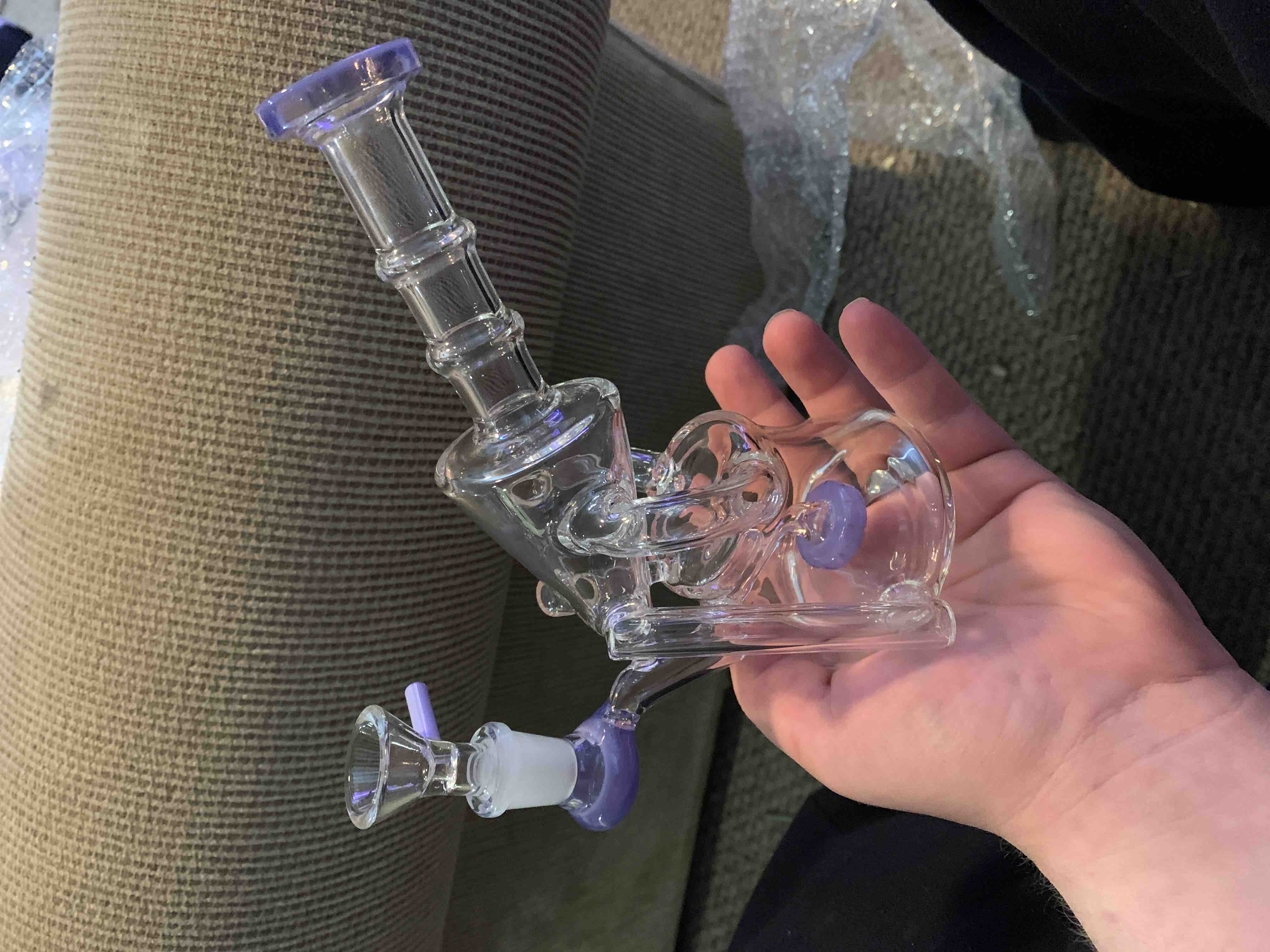 Portable Recycler Dab Rig Glass Beaker Bong Sidecar Bubbler Water Pipe W/ Showerhead Perc review 0