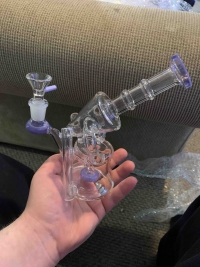 Portable Recycler Dab Rig Glass Beaker Bong Sidecar Bubbler Water Pipe W/ Showerhead Perc review 0