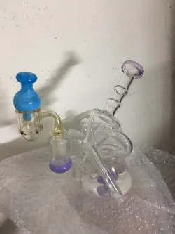 Portable Recycler Dab Rig Glass Beaker Bong Sidecar Bubbler Water Pipe W/ Showerhead Perc review Xlaoz