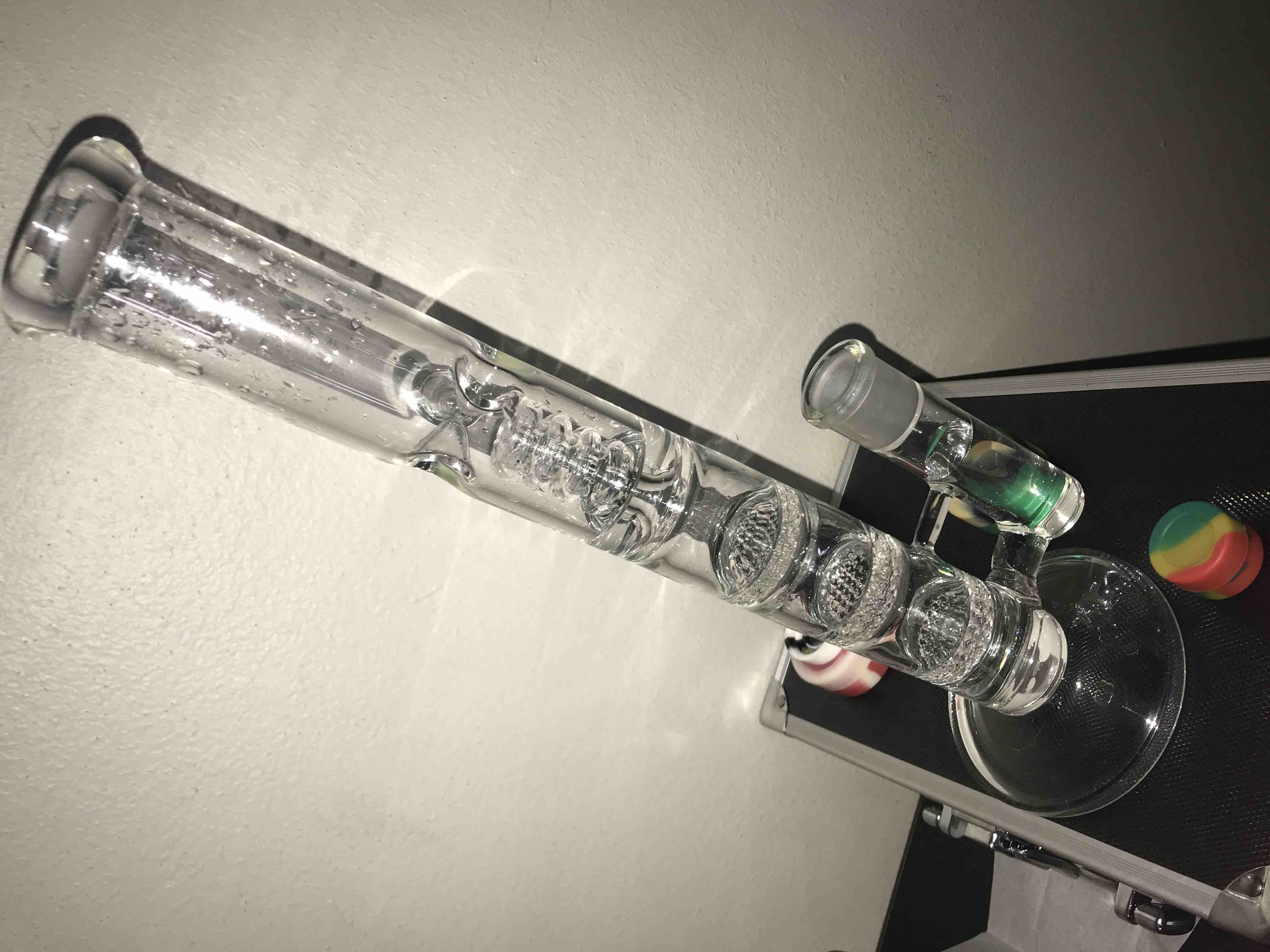 12 Inch Cheap Straight Tube Clear Bongs Triple Honeycomb Perc Glass Water Pipes review 0