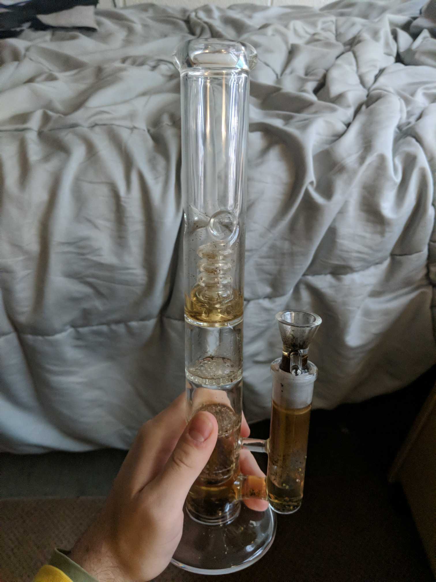 12 Inch Cheap Straight Tube Clear Bongs Triple Honeycomb Perc Glass Water Pipes review 2