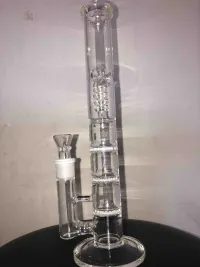 12 Inch Cheap Straight Tube Clear Bongs Triple Honeycomb Perc Glass Water Pipes review 1