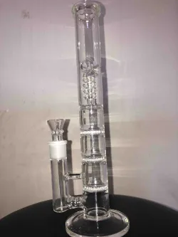 12 Inch Cheap Straight Tube Clear Bongs Triple Honeycomb Perc Glass Water Pipes review Ana 02