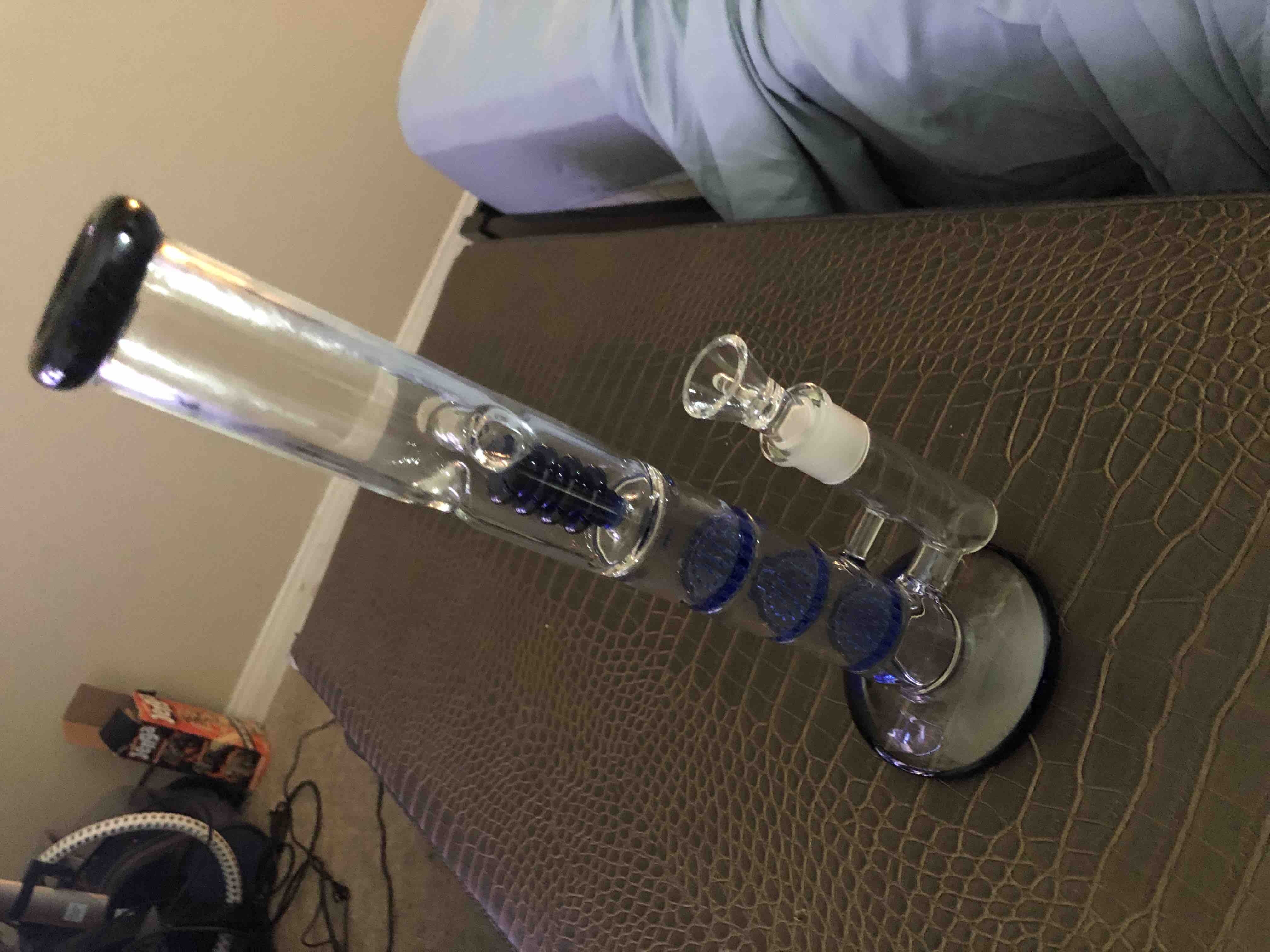 12 Inch Cheap Straight Tube Clear Bongs Triple Honeycomb Perc Glass Water Pipes review 0