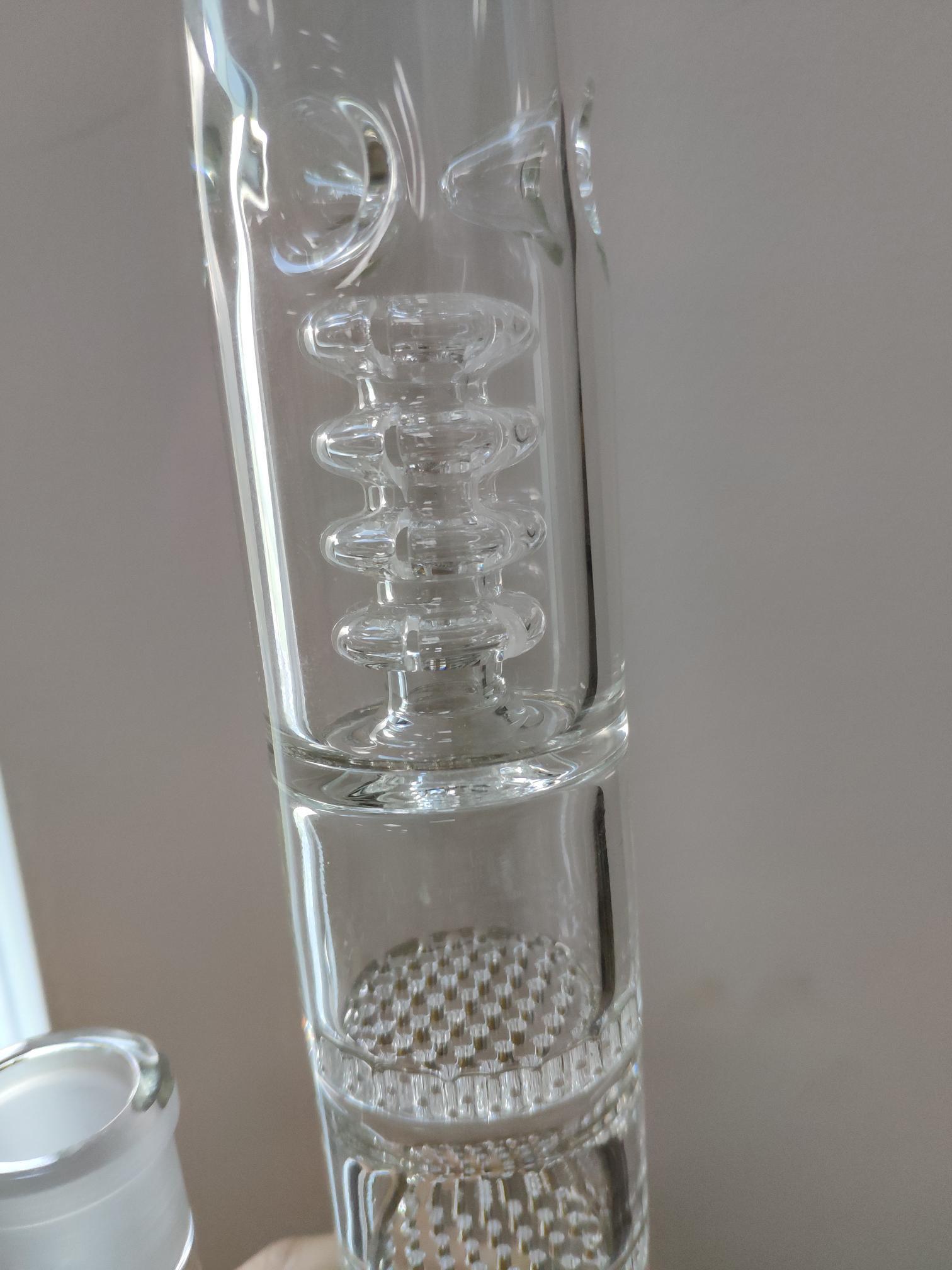 12 Inch Cheap Straight Tube Clear Bongs Triple Honeycomb Perc Glass Water Pipes review 0