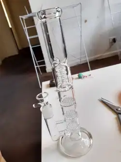 12 Inch Cheap Straight Tube Clear Bongs Triple Honeycomb Perc Glass Water Pipes review 158052362