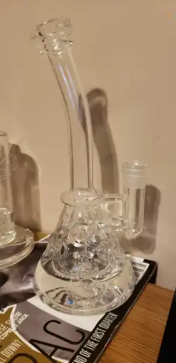 10 Inch Faberge Egg Swiss Perc Clear Glass Beaker Bongs Showerhead Best Small Mini Dab Rigs review burg
