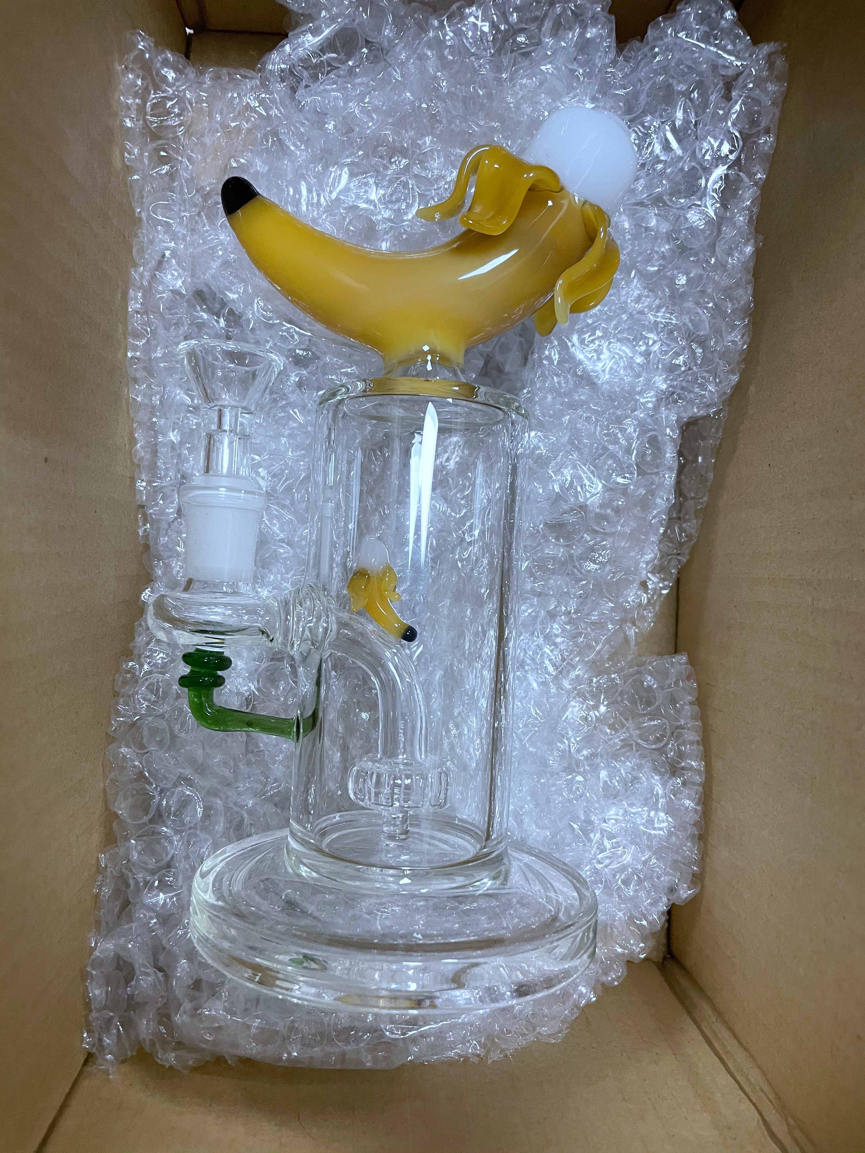 8 Inch Banana Fruit Small Bong Bubbler Portable Dab Rig Cool Water Pipe W/ Showerhead Perc review 0