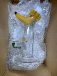 8 Inch Banana Fruit Small Bong Bubbler Portable Dab Rig Cool Water Pipe W/ Showerhead Perc review 0