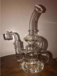 8 Inch Cheap Klein Recycler Dab Rig Clear Glass Bong Water Pipe review 0