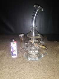 8 Inch Cheap Klein Recycler Dab Rig Clear Glass Bong Water Pipe review 0