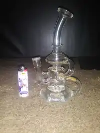 8 Inch Cheap Klein Recycler Dab Rig Clear Glass Bong Water Pipe review 0