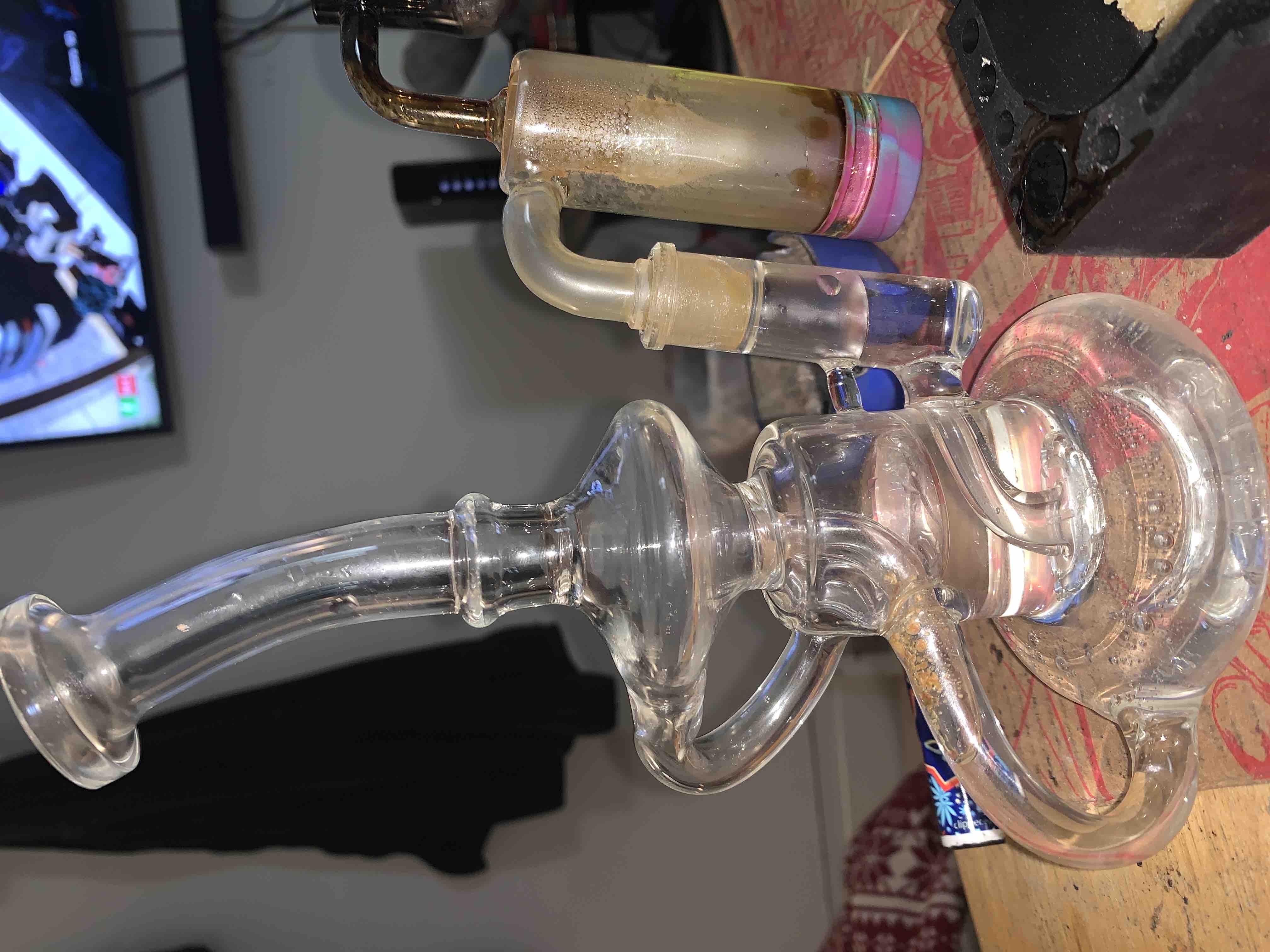 8 Inch Cheap Klein Recycler Dab Rig Clear Glass Bong Water Pipe review 154981364