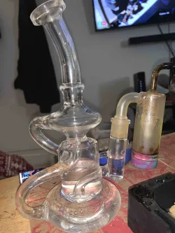 8 Inch Cheap Klein Recycler Dab Rig Clear Glass Bong Water Pipe review 154981364