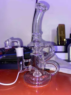 8 Inch Cheap Klein Recycler Dab Rig Clear Glass Bong Water Pipe review Acoria