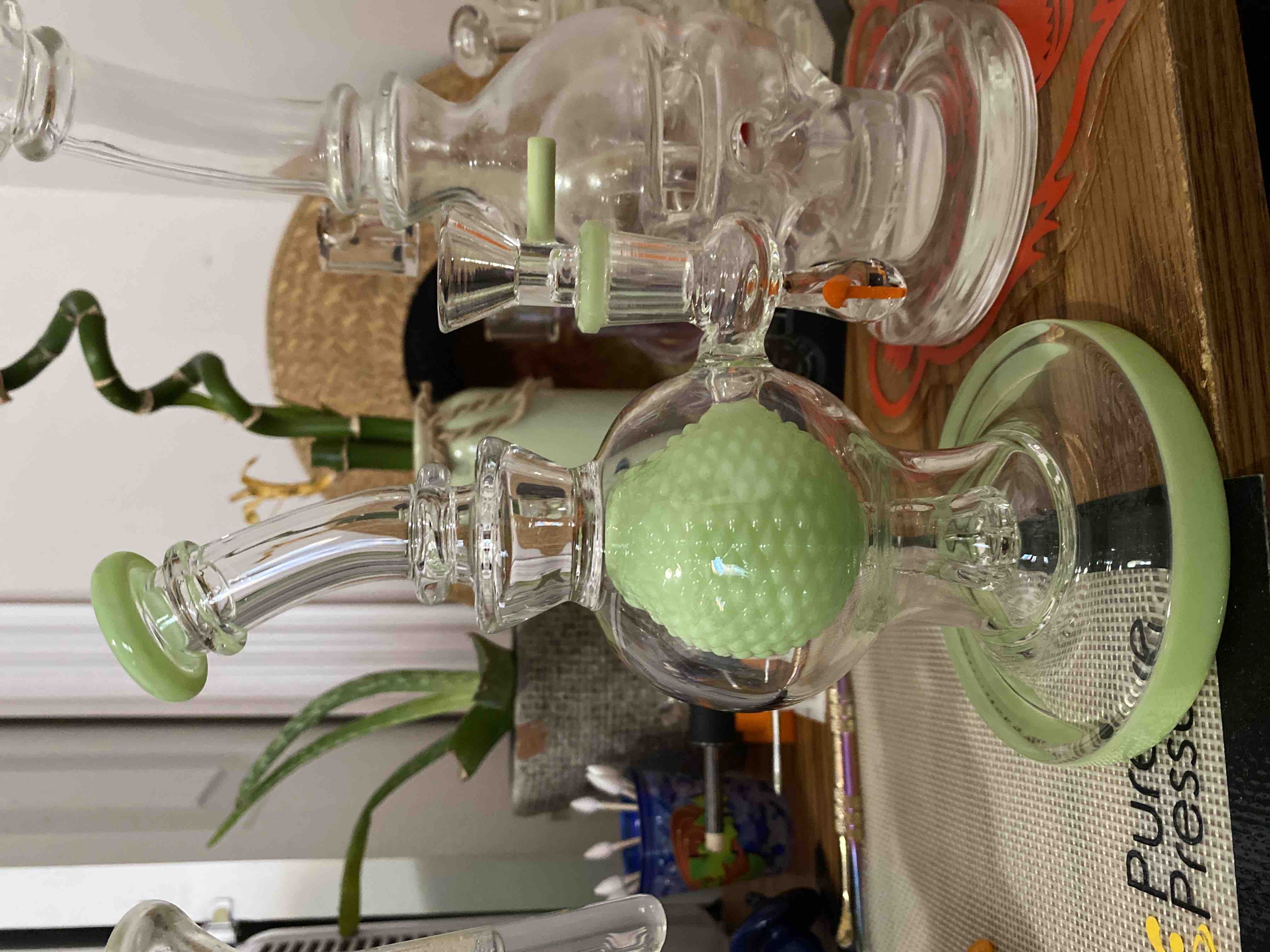8 Inch Green Best Bong Showerhead Perc Small Dab Rig Portable Heady Glass Water Pipe review 0