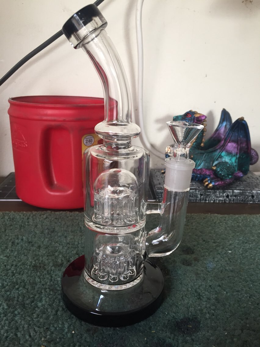 8 Inch Double Tree Arms Perc Dab Rig Jelly-Fish Perc Thick Glass Bongs Mini Water Pipe review 0