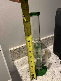 12 Inch Cheap Bong Blue Glass Straight Water Pipe 8 Arms Tree Honeycomb Perc Dab Rig review Jeff Brucr 01
