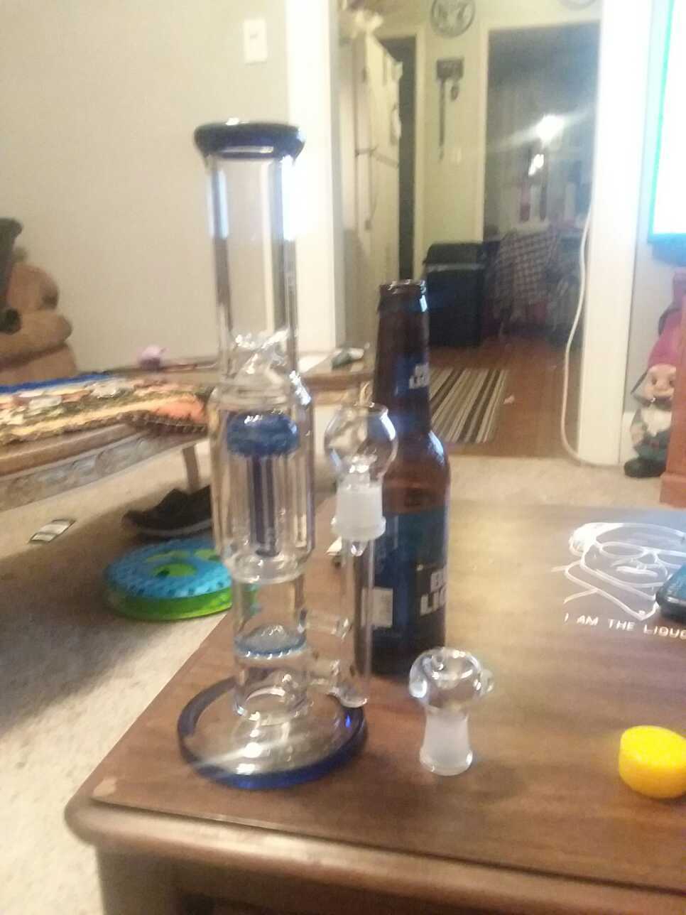 12 Inch Cheap Bong Blue Glass Straight Water Pipe 8 Arms Tree Honeycomb Perc Dab Rig review 0