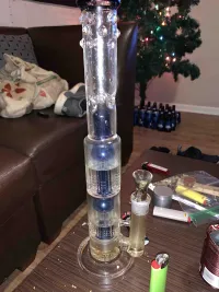 15 Inch Double 8 Arms tree Perc Big Bong Thick Glass Straight Water Pipe review 0