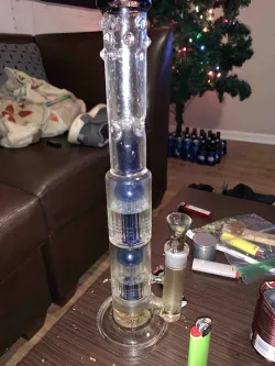 15 Inch Double 8 Arms tree Perc Big Bong Thick Glass Straight Water Pipe review grant.