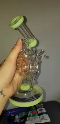 8 Inch Glass Beaker Bong Recycler Dab Rig Sidecar Bubbler Donut Showerhead Perc Water Pipe review Tian Luo Tang 01