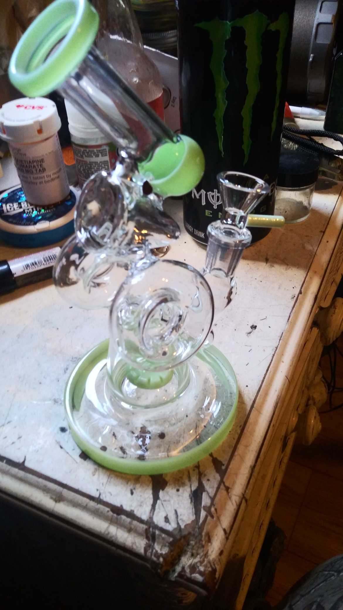 8 Inch Glass Beaker Bong Recycler Dab Rig Sidecar Bubbler Donut Showerhead Perc Water Pipe review 0