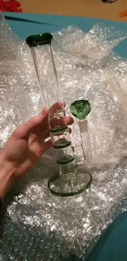10 Inch Straight Cheap Bong Triple Honeycomb Perc Dab Rig Green Blue Glass Water Pipe review Jeremy Dazzo