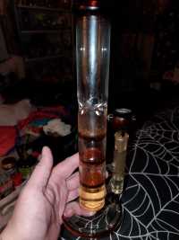 10 Inch Straight Cheap Bong Triple Honeycomb Perc Dab Rig Green Blue Glass Water Pipe review 0