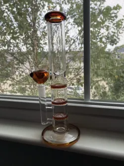 10 Inch Straight Cheap Bong Triple Honeycomb Perc Dab Rig Green Blue Glass Water Pipe review Michael_1465259649343 03